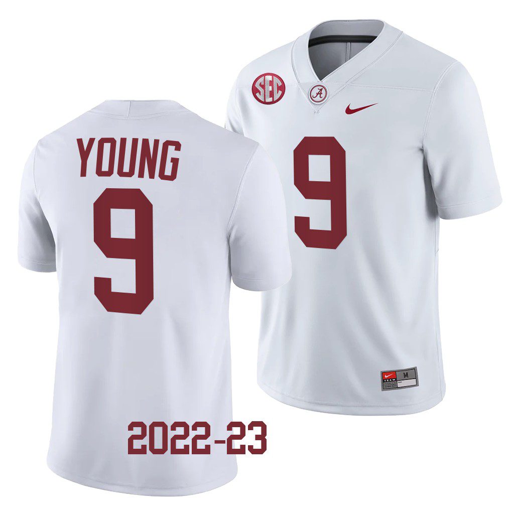 Men's Alabama Crimson Tide Bryce Young #9 White 2022-23 NCAA College Football Jersey